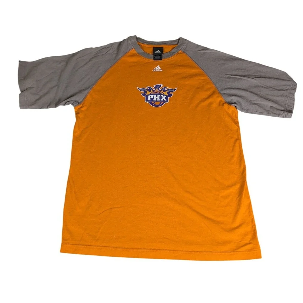 Adidas Phoenix Suns NBA‎ Raglan T-Shirt Orange Grey PHX Logo Mens M